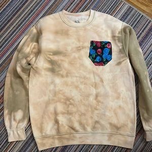 Bleached crewneck with Bob Marley stitched picture on back.